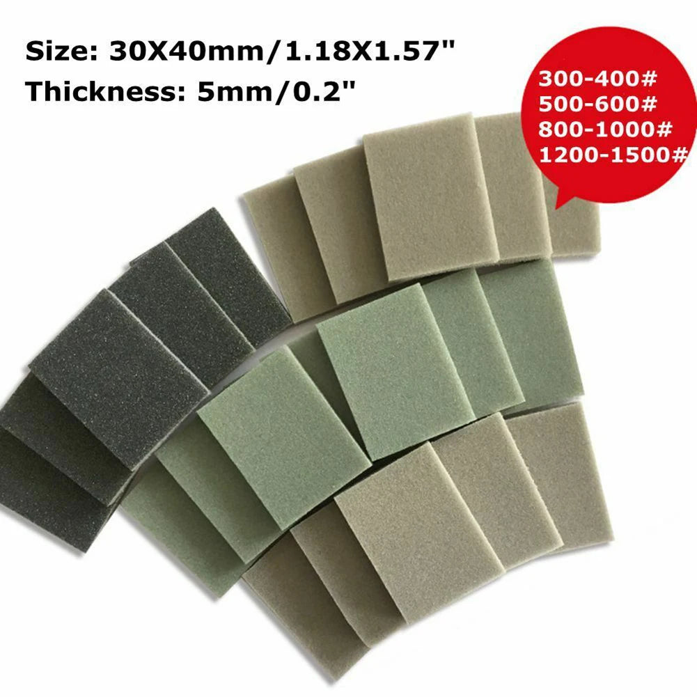 10/20 PCS Sponge Sanding Block Wet Dry Grinding Sandpaper Polishing Pads 300-400 500-600 800-1000 1200-1500 Grit Abrasive Tools