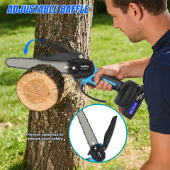 DayPlus 8 Inch Cordless Chainsaw Electric Handheld Wood Saw, 2PCS 4000mAh Battery Power Chain Saw with Safety Lock, Tree Trimmer