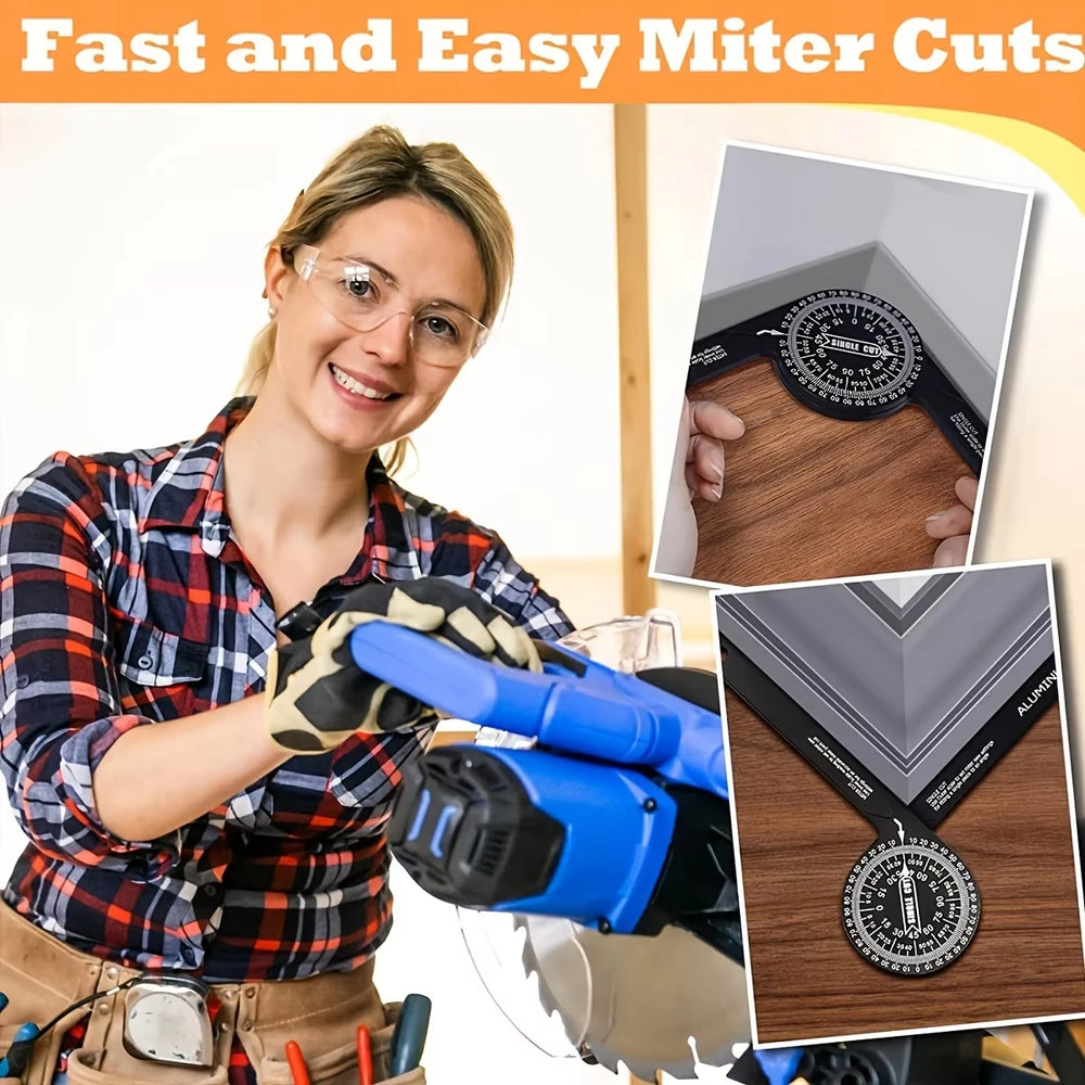 Miter Saw Protractor Featuring Precision Laser-Inside Outside Miter Angle Finder for Carpenters Plumbers and All Building Trades