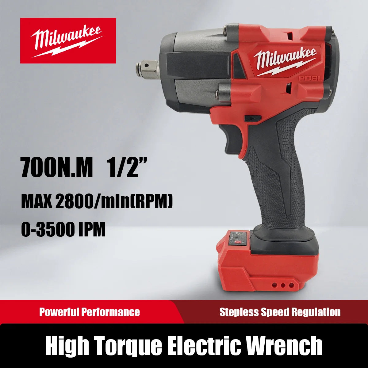 Milwaukee 700N Brushless Cordless 1/2 Electric Wrench Car Truck Repair Screwdriver Impact Drill Rechargable For 18V Battery Tool