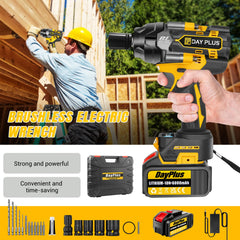DayPlus 1500Nm Brushless Impact Wrench 1/2" 3 Speed Cordless