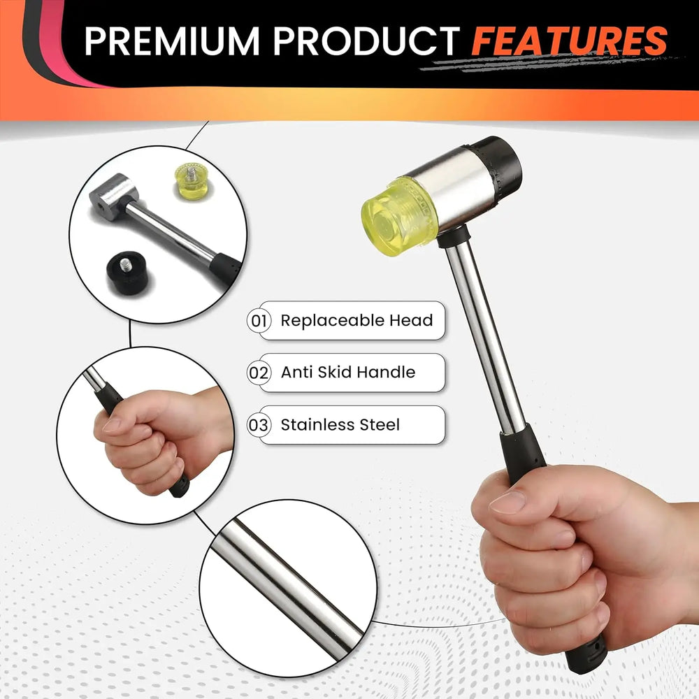 Small Rubber Mallet Hammer – Rubber Hammer with Non-Slip Grip and Dual Heads for Craft, Tile, Jewelry, and Furniture Assembly