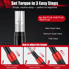 Upgraded Torque Wrench 1/4'' 3/8'' 1/2'' Drive Click Torque Wrench Dual-Direction Adjustable 72-Tooth Ratchet Handle