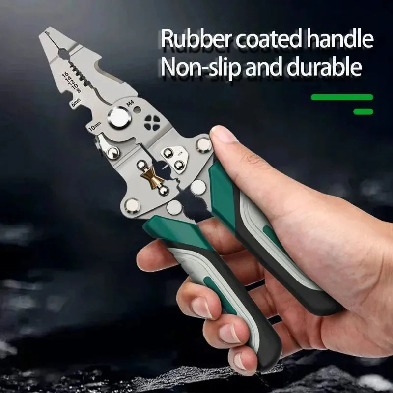 Foldable wire stripper, pulley design multi-function electrician wire splitter wire winding pliers crimping pliers hand tool
