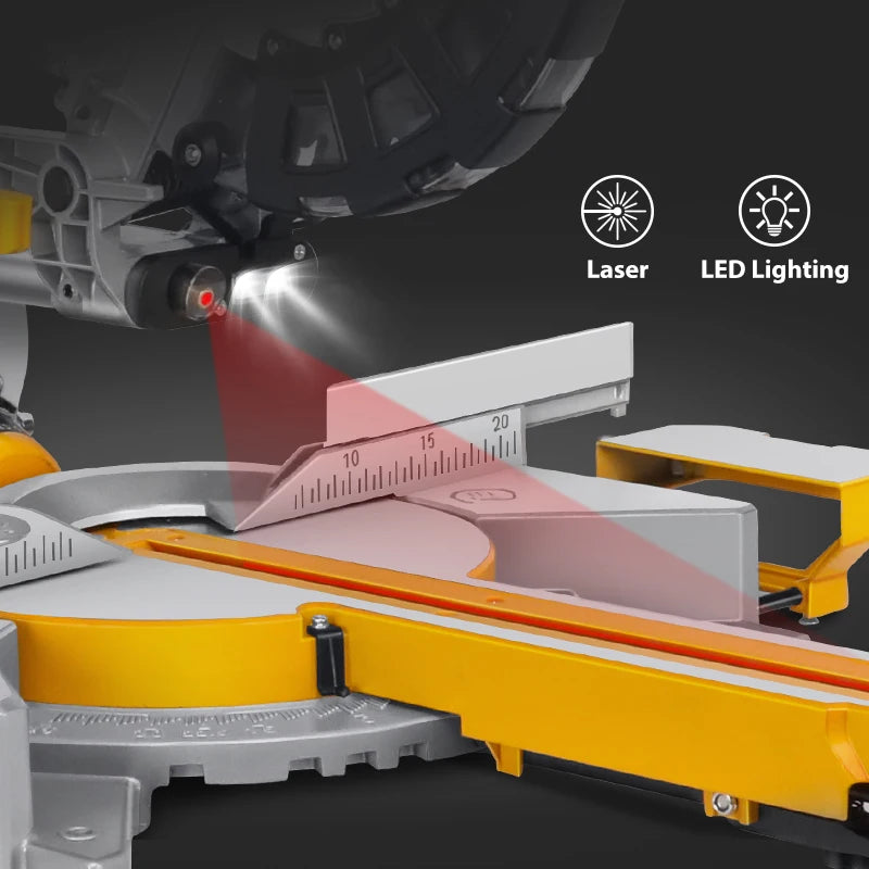 254mm 2400W Sliding Miter Saw + 1pc 255mm 120T Blade For Wood Cutting + 1pc 255mm 120T Blade For Aluminium Cutting