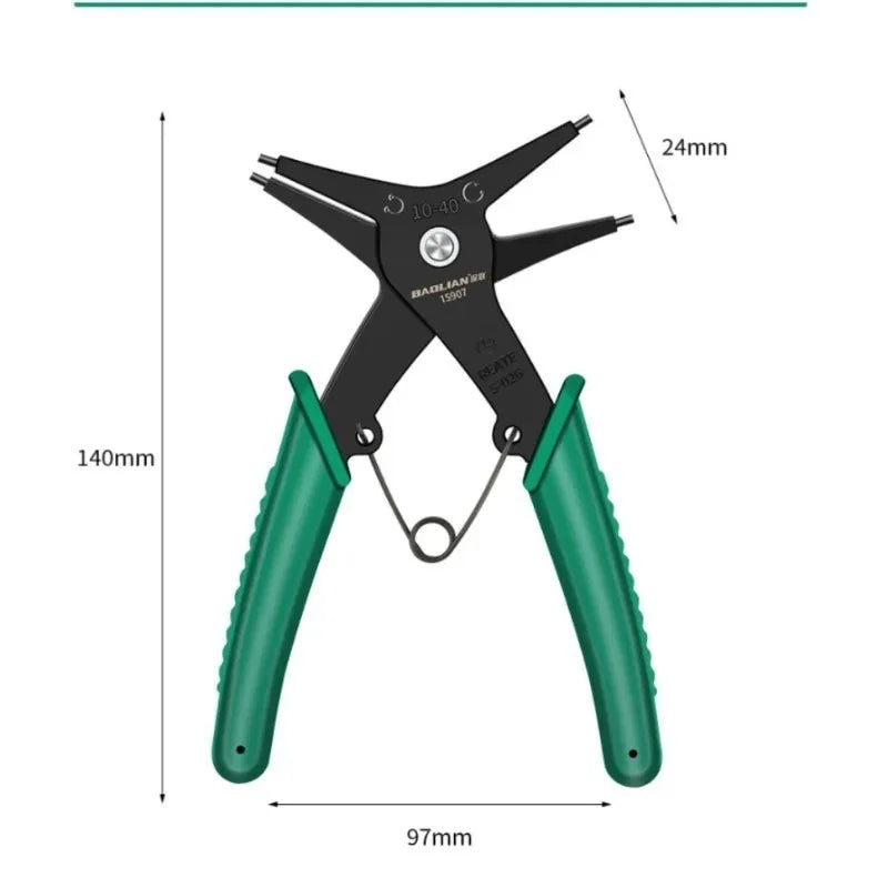 2 in 1 Snap Ring Pliers Internal External Circlip Pliers Straight Lock Ring Pliers Dual-purpose Retaining Ring Tool