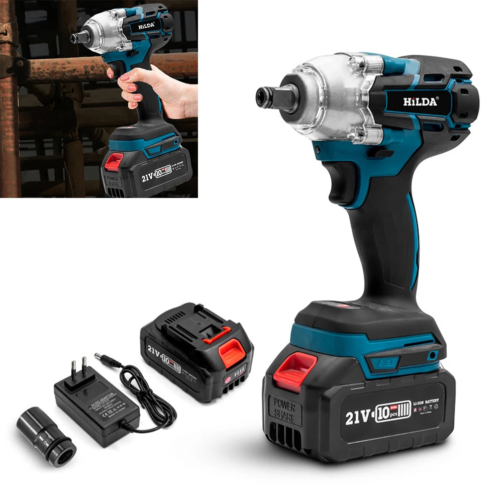 520N.M Electric Impact Wrench Rechargeable Brushless Cordless Electric Wrench High Torque Impact Wrench Screwdriver Power Tools