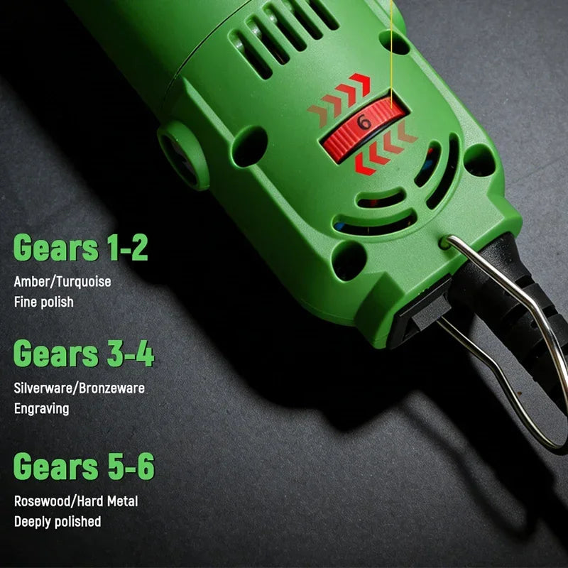 6-Speed Electric Die Grinder Multi-Function Rotary Tool Handheld Angle Grinder for Wood Carving, Metal Polishing & Engraving