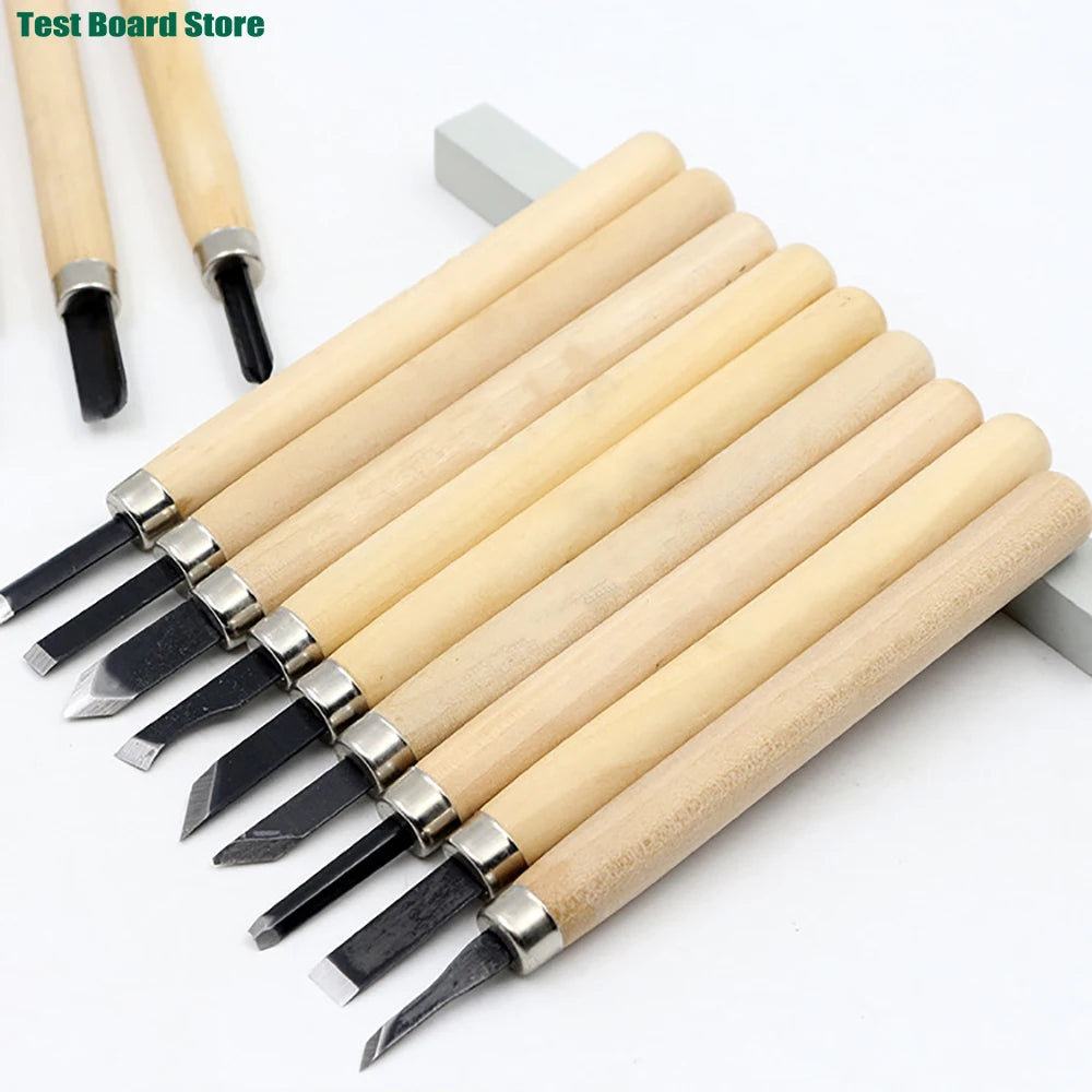 12pcs Wood Carving Chisels Set for Basic Cutting & Detailed Woodworking DIY Hand Tools Gouges Knife Kit