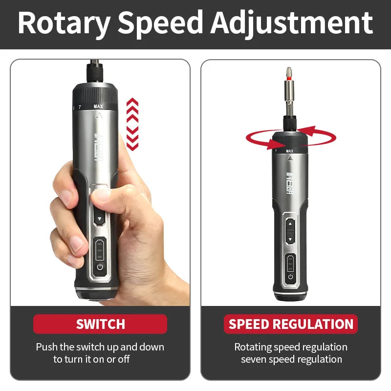 Cordless Electric Screwdriver Set Power Tools Drill Smart 4V Adjustable 8-Speed Large Torque USB Rechargeable Set Home Repair