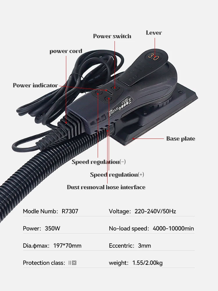 Brushless Electric Orbital Sander Random 350W Random Obital Sander Odm 1.4 150mm 50/60HZ Eccentricity 120V-240V