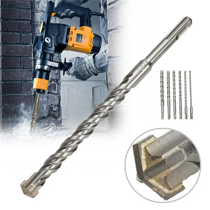 JUSTINLAU A Round Handled Electric Hammer Drill Made of Tungsten Steel and Hard Alloy Penetrates Walls and Impacts Concrete