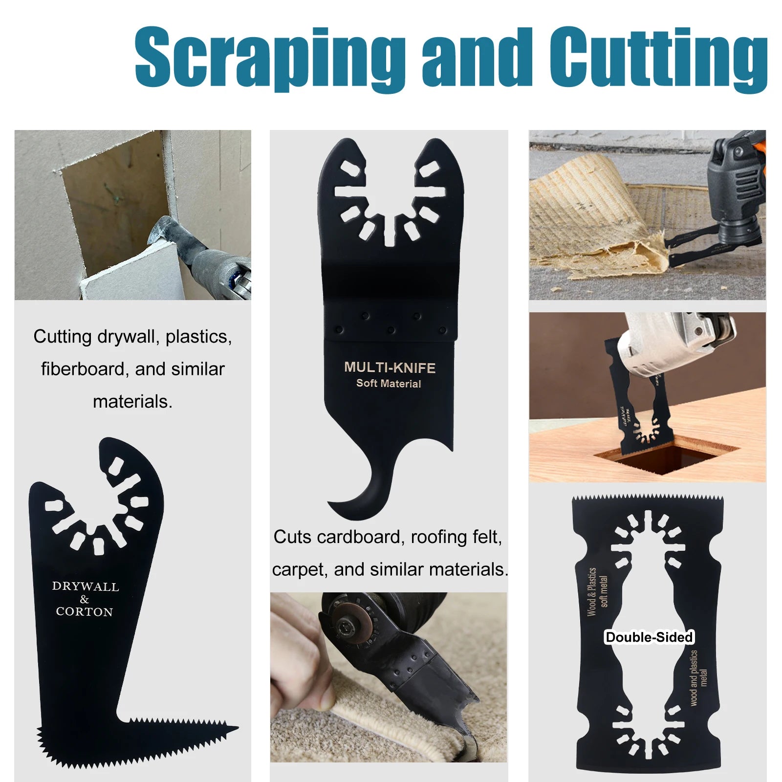 Oscillating Tool Blade Set 10-63PCS Multi Tool Blades Kit for Cutting Wood Metal Plastic Sanding & Scraping Accessories