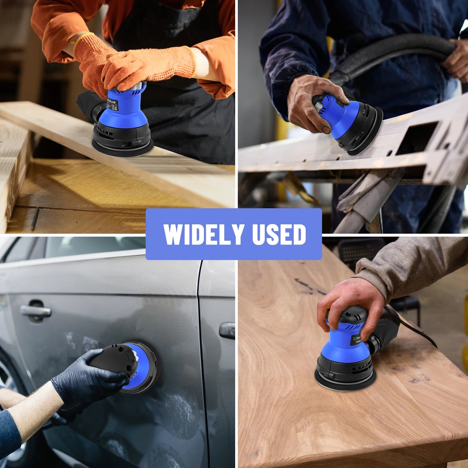 DayPlus 300W Random Orbital Sander with 15pcs Sandpaper & Dust Bag, 6 Speeds 125mm Sanding Machine for Wood Metal Polishing