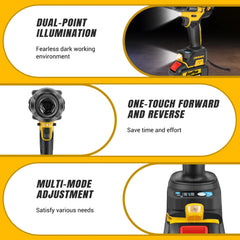 DayPlus 1500Nm Brushless Impact Wrench 1/2" 3 Speed Cordless