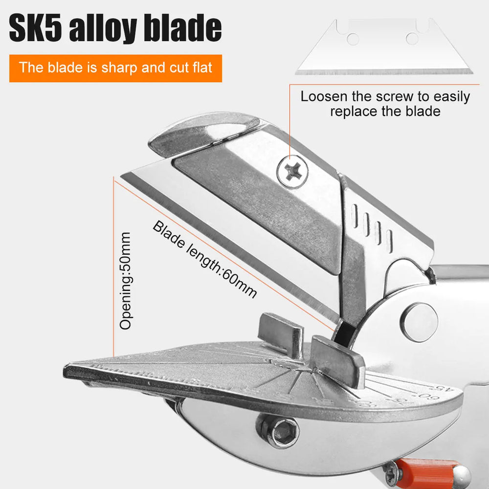 Miter Shears Adjustable 45-135° Sharp Trunking Shears Wood Plastic Multi Angle Miter Scissors with 2 Blades for Cutting Wood PVC