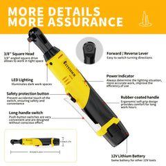 12V Electric Ratchet Wrench Set, 400 RPM Cordless Ratchet Wrench