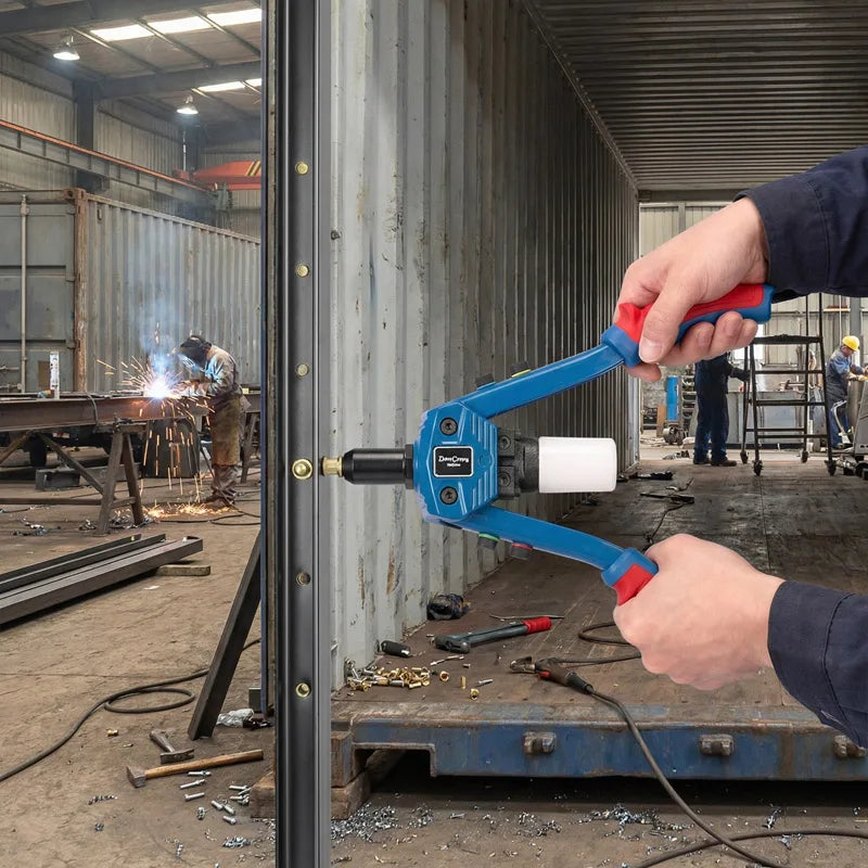 Self-Return Dual Handle Rivet Gun, CR-Mo Steel 3-Jaw Claw, Heavy Duty Blind Riveter for Metal Fabrication & Structural Work
