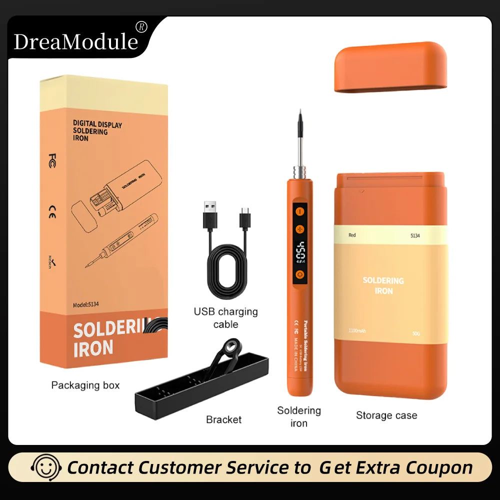 Portable Wireless Soldering Iron with Intelligent Temperature Control Fast Heating Type-C Soldering Kit for Electronics Repair