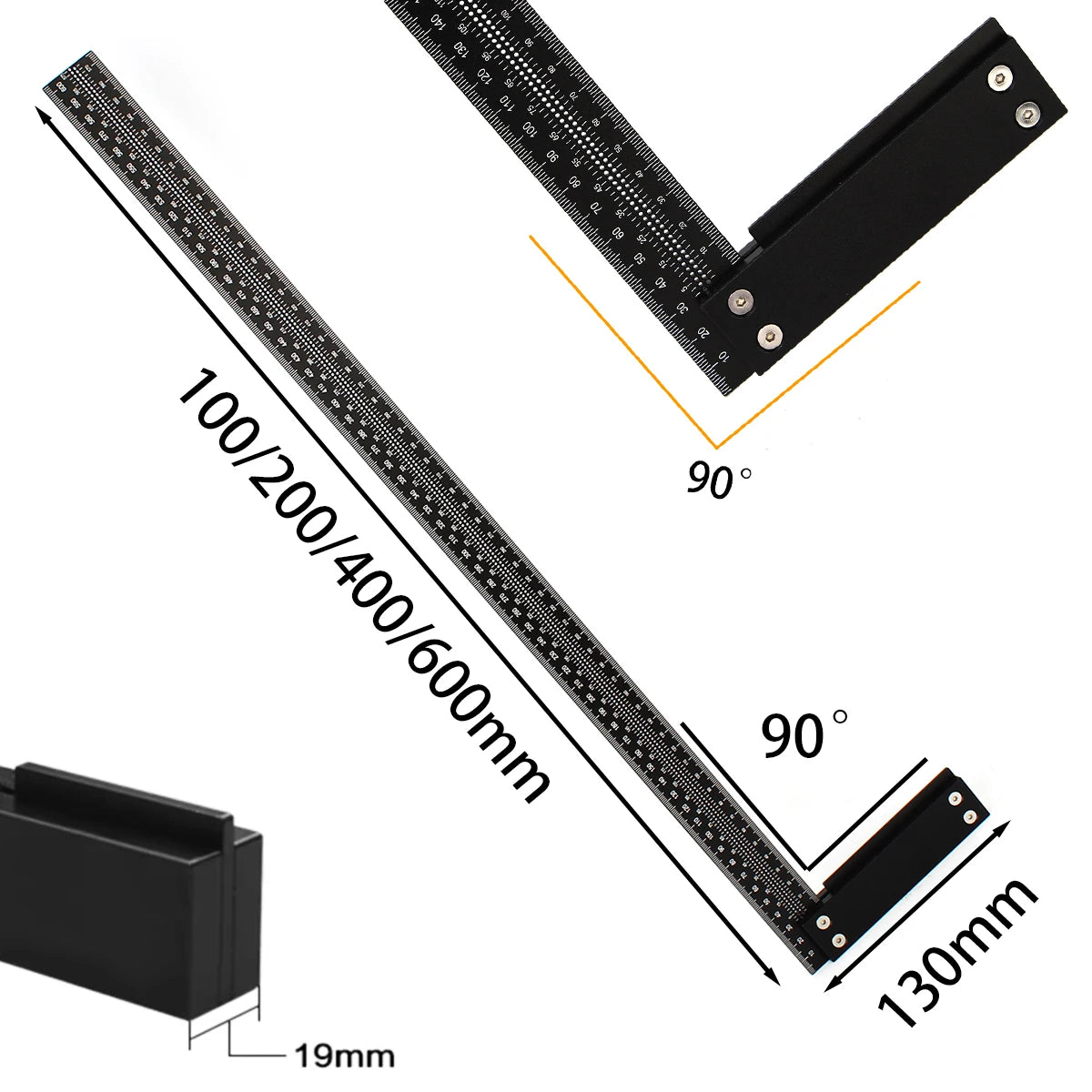 Precise Carpenter Square Layout Tool Woodworking Scribe Ruler Parallel Line Marker Points Aluminum Alloy Right Angle Ruler