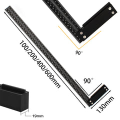 Precise Carpenter Square Layout Tool Woodworking Scribe Ruler Parallel Line Marker Points Aluminum Alloy Right Angle Ruler