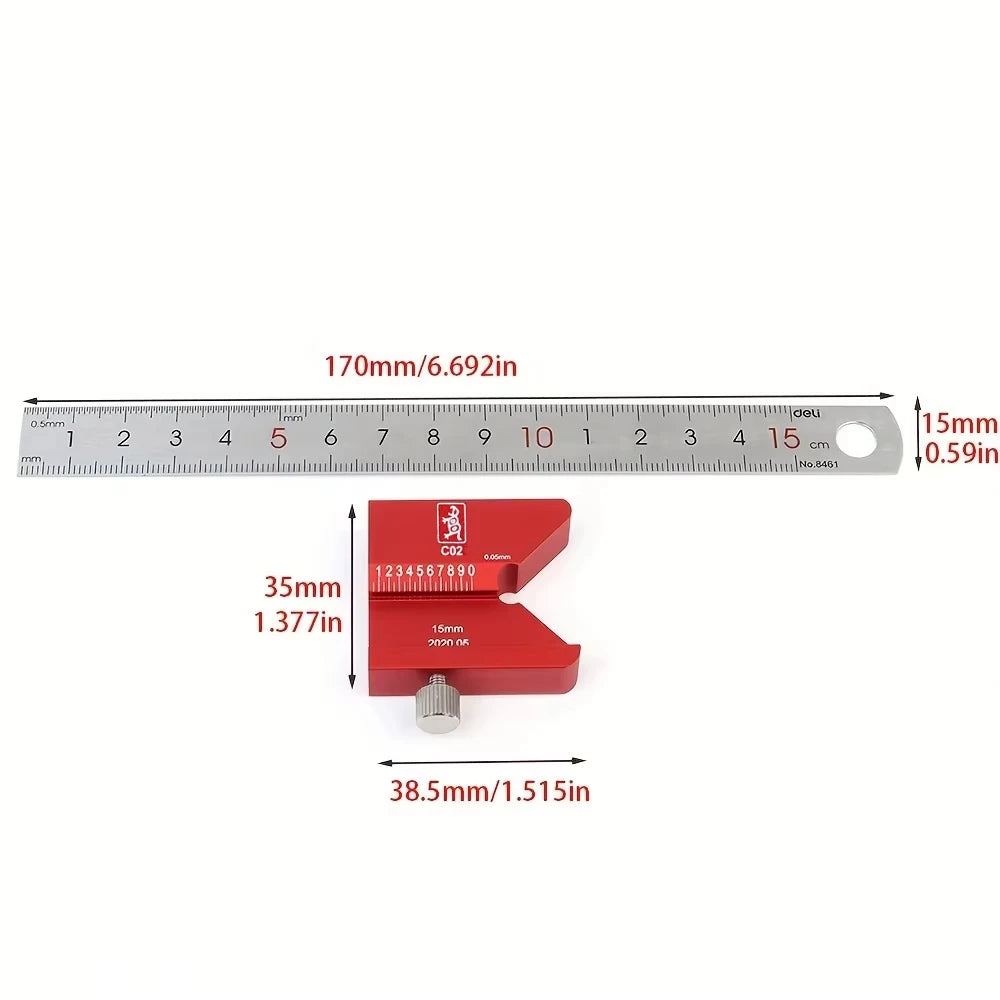 Center Finder Line Gauge Square Center Scribe Carpenter Ruler 45 Degrees Angle Line Caliber Marking Ruler Measuring Scribe Tools