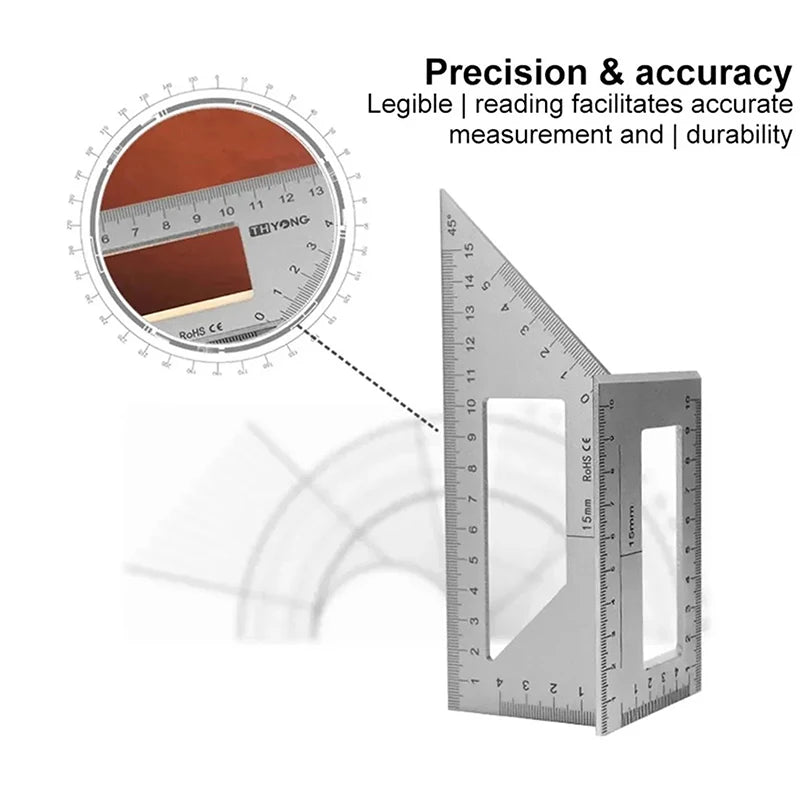 Square Angle Ruler Marking Gauge Carpenter Tool Multifunctional Angle Ruler 45 90 Degree Aluminum Alloy Accurate Woodworking