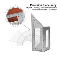 Square Angle Ruler Marking Gauge Carpenter Tool Multifunctional Angle Ruler 45 90 Degree Aluminum Alloy Accurate Woodworking