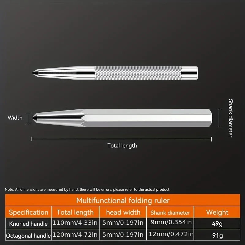 High Hardness Center Punch Non-slip Handle Tapered Punch Point Punch Locator Metal Drill Mark Center Punch Fitter's Chisel Punch