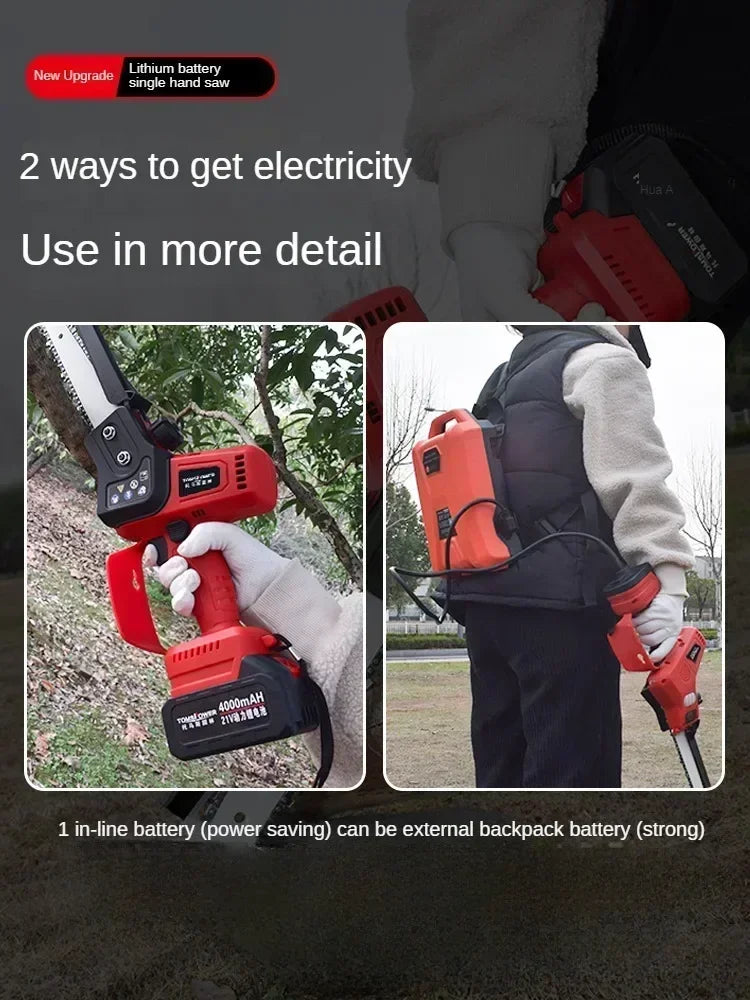 110V/220V Portable Electric Chainsaw with Brushless Motor, Lithium-ion Battery AB