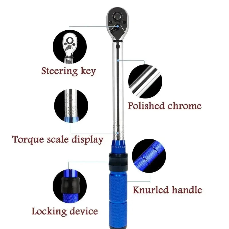High Accuracy Adjustable Torque Wrench 3/8" Drive Ratchet Wrench for Motorcycle Bicycle Car Repair Professional Hand Tool