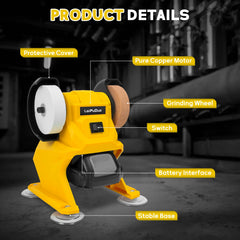 Mini Cordless Bench Grinder 5500RPM Electric Grinding Machine Sharpen Knives Drills Rust Removal for Dewalt 20V Battery Pin