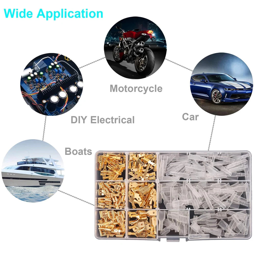 270Pcs 2.8/4.8/6.3mm Insulated Male Female Wire Connector Electrical Crimp Terminals Termin Spade Connectors Assorted Kit Box