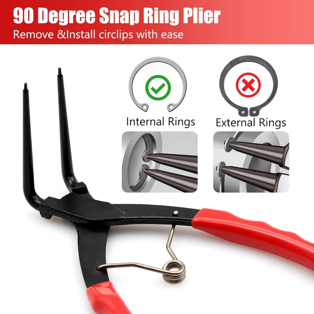 Snap Ring Pliers 90 Degree Long Nose Pliers Internal Master Cylinder Heavy Duty Retaining Ring Plier Pliers Bent Lock Circlip