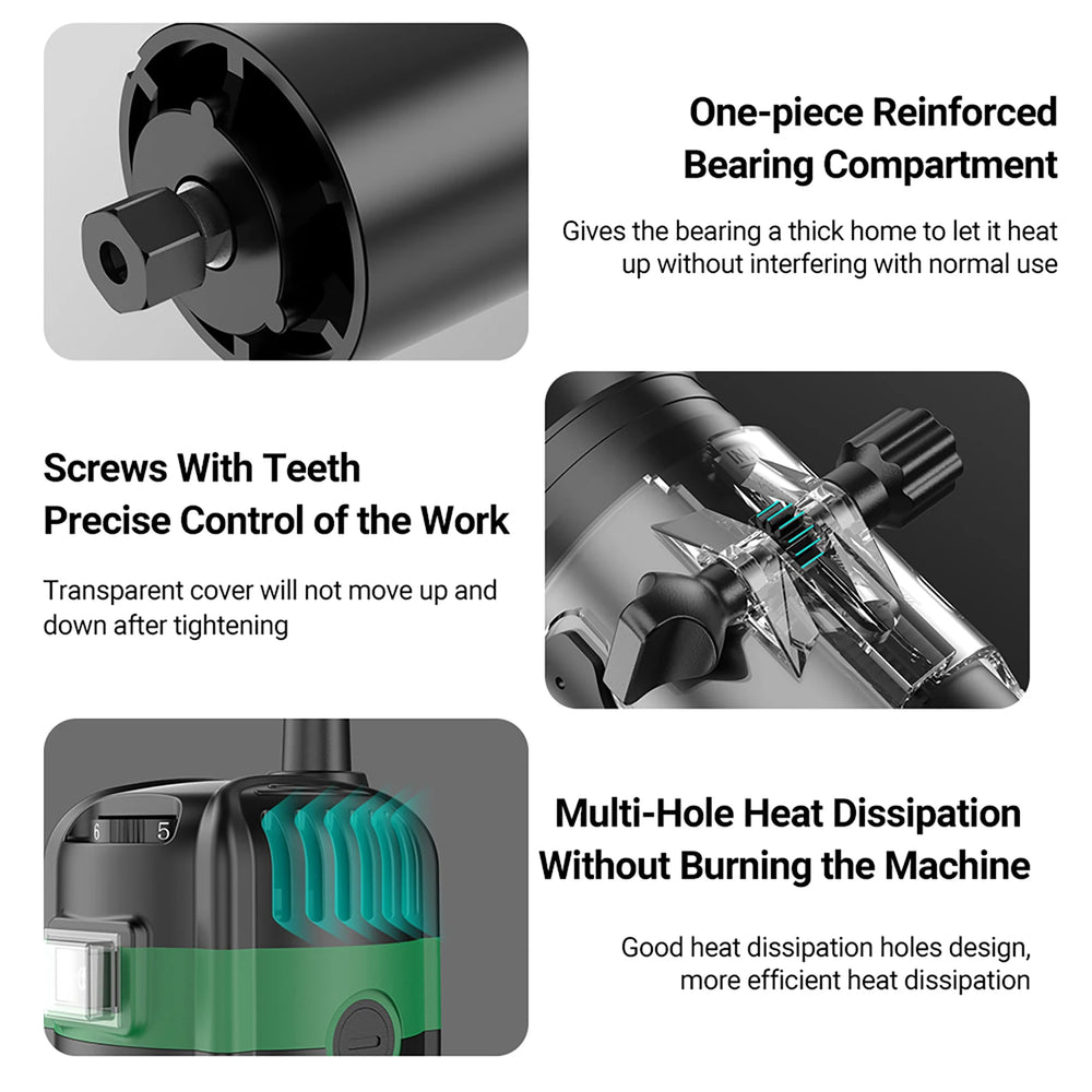 Router Tool 800W Compact Palm Wood Router Tool for Woodworking Electric Hand Trimmer Cutting Tool with 15Pcs 1/4in Router Bits