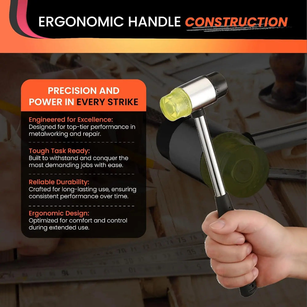 Small Rubber Mallet Hammer – Rubber Hammer with Non-Slip Grip and Dual Heads for Craft, Tile, Jewelry, and Furniture Assembly
