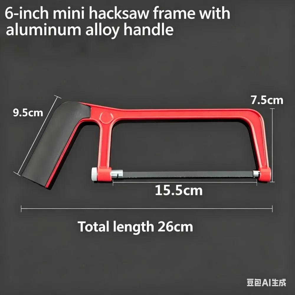 6 Inch Aluminum Alloy Hacksaw Frame Mini Hand Saw for Wood Metal Cutting DIY Woodworking Model Making Durable Tool