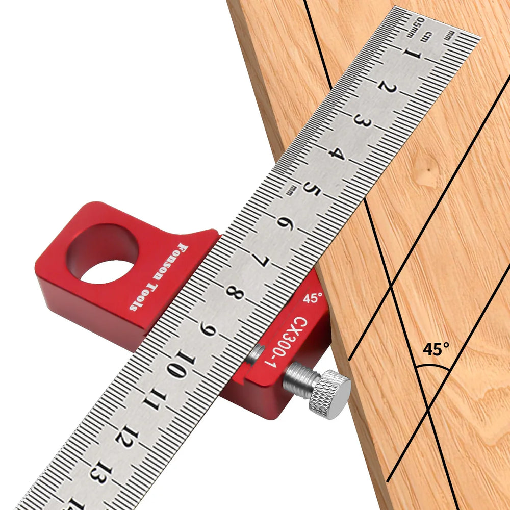Combination Square 0-300mm Carpenter Square Angle Ruler 45/90 Degree Marking with Precision Etched Scales