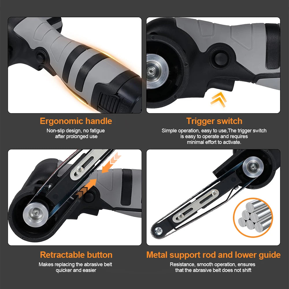Portable Handheld Mini Polisher Cordless Belt Sander Angle Grinder for DIY Projects, Car Detailing & Household Repairs