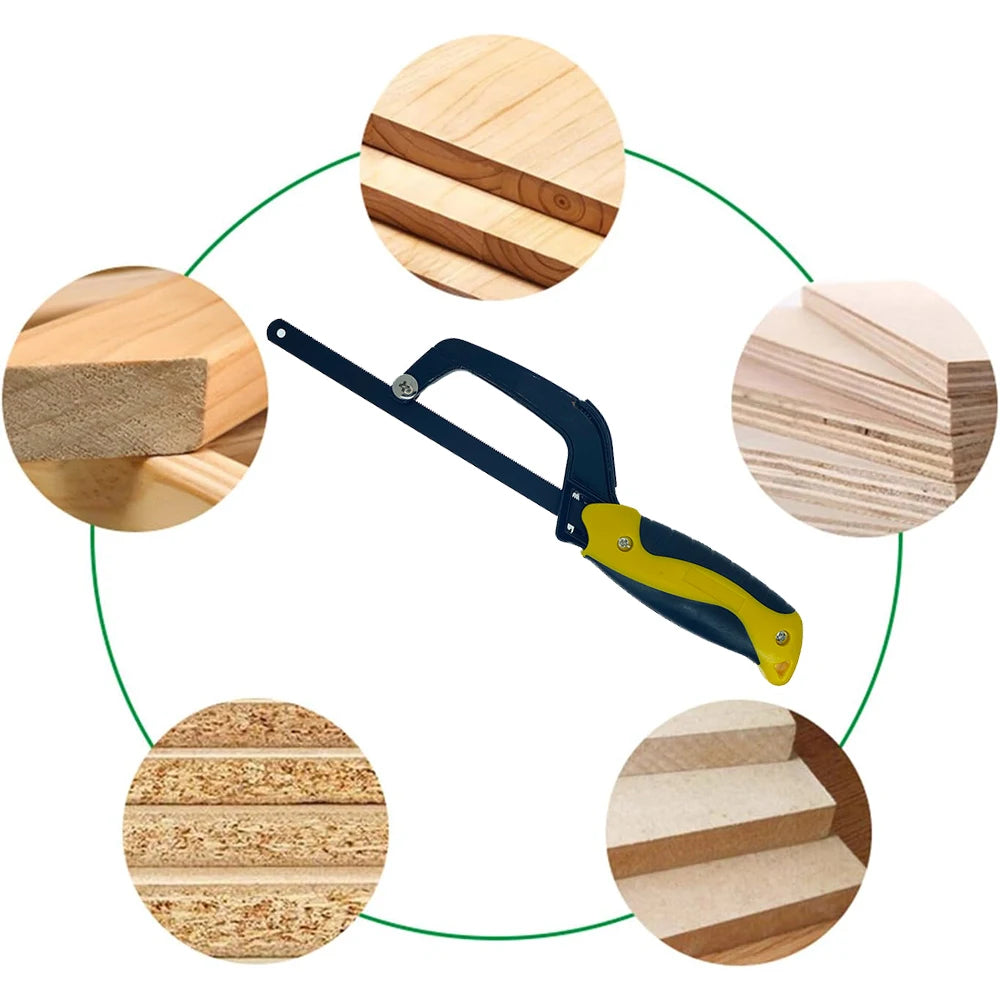 Heavy Duty Mini Hacksaws Aluminum Frame Compact Hack Metal Cutter 10" Flexible Bi-Metal HSS Saw Blade for Woodworking Hand tool