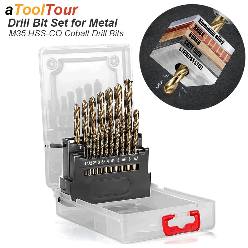 Twist Drill Bit Set Cobalt 5% M35 HHS-CO Hard For Metal Stainless Steel Cast Iron Wood Hole Cutter Coat Metric Round Heavy Duty