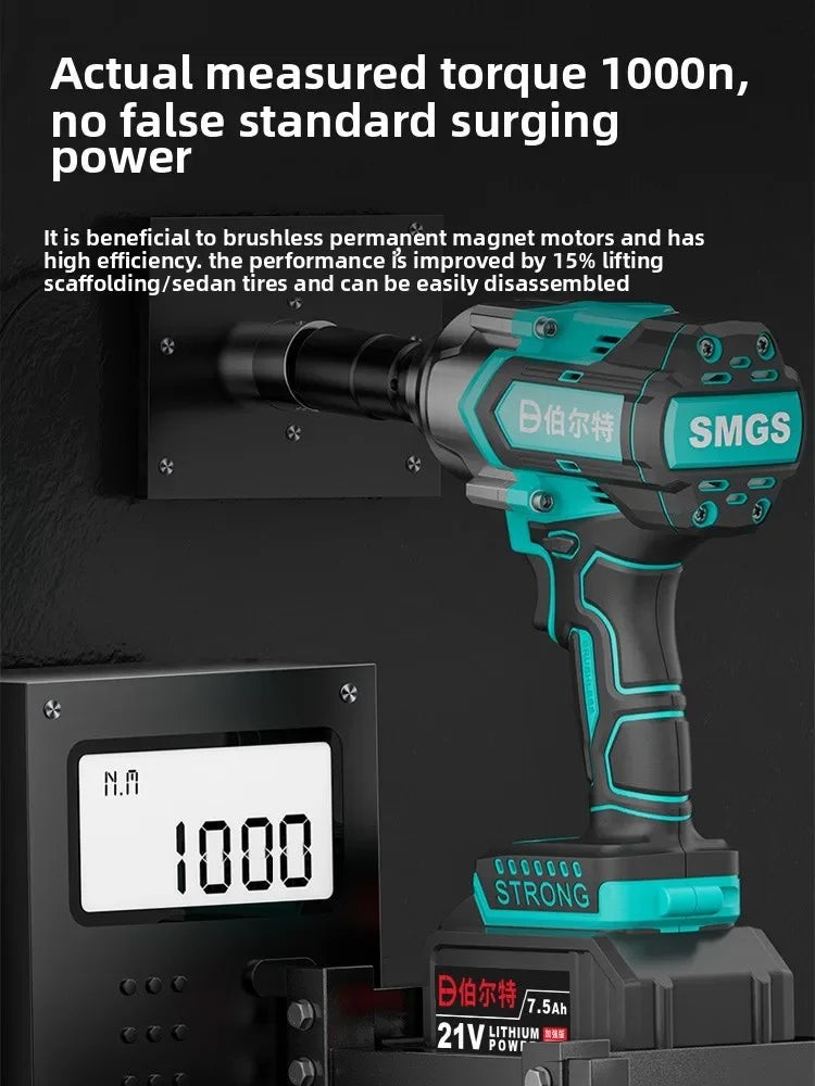 110V/220V Heavy Duty Brushless Electric Impact Wrench High Torque Power Tool for Auto Repair with Charger EA