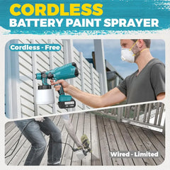 600ML Cordless Electric Paint Sprayer, 3 Spray Patterns, Adjustable Flow, for Fences, Walls, Furniture