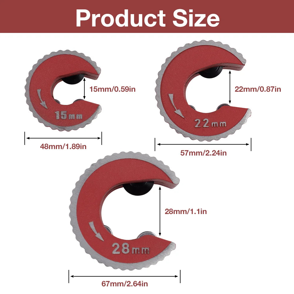 Professional Mini Pipe Cutter Tool, Round Self-Locking Tube Cutter for Copper/Aluminum/PVC Pipe, 3 Sizes, for Plumbing & Repair