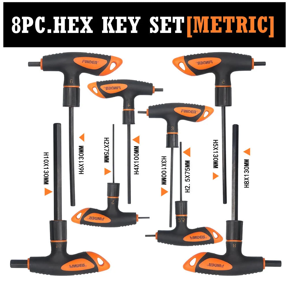 T Handle Allen Wrench Set Metric, Thandle Tee Handle Allen Hex Key Set, 2 2.5 3 4 5 6 8 10mm,8 Pcs HeavyDuty Excellent Set