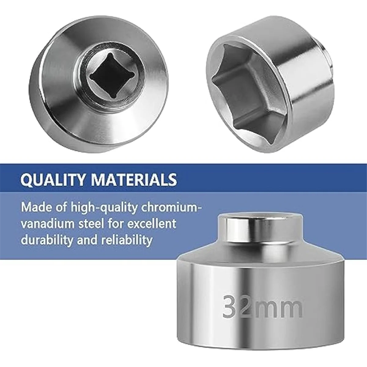 Trendy! 32mm Socket-Oil Filter Wrench Tool,Steel Quickly Oil Filter Removal Tool,3/8Inch Drive Oil Filter Socket Tool