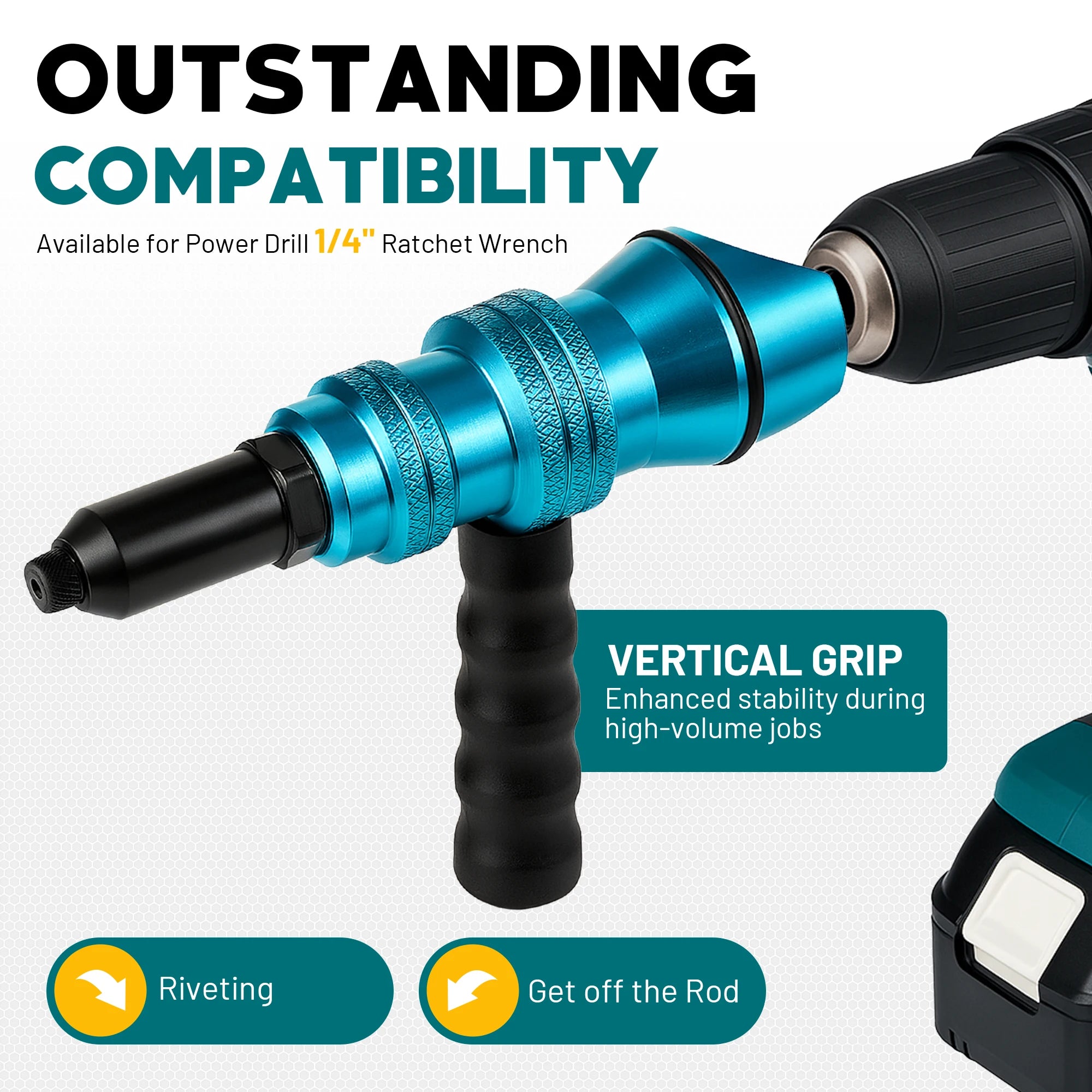 Rivet Gun Adapter Rivet Attachment for Electric Drill and Cordless Electric Power Drill Easy processing for Pop Rivets