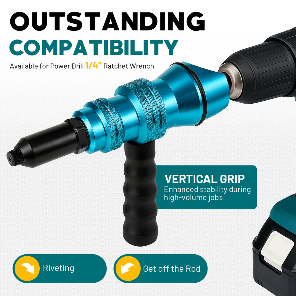 Rivet Gun Adapter Rivet Attachment for Electric Drill and Cordless Electric Power Drill Easy processing for Pop Rivets
