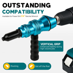Rivet Gun Adapter Rivet Attachment for Electric Drill and Cordless Electric Power Drill Easy processing for Pop Rivets