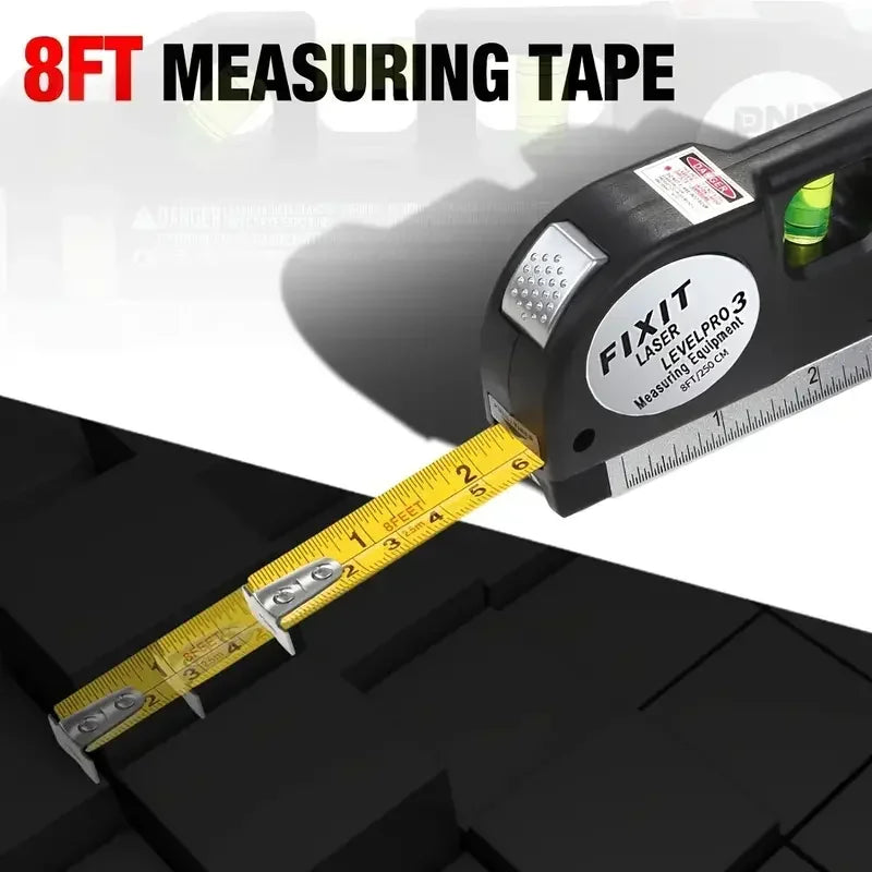 Laser Level Tool Multipurpose Cross Line Laser Kit with 8 Feet Measuring Tape Ruler Easy to Use for Home Construction